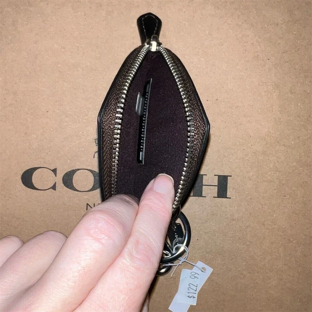 COACH Heart Bag Charm Coin Pouch & Keychain CP371 Multicolor Heart Print NWT